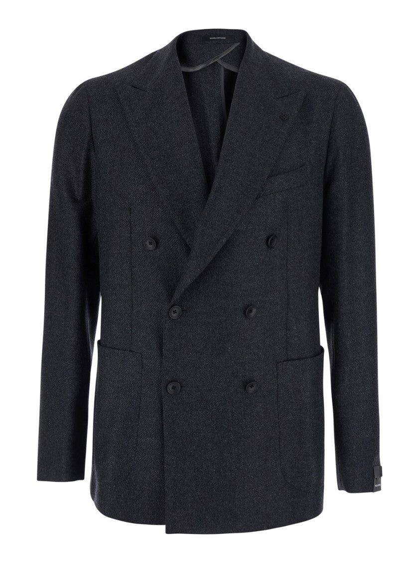 Dark Grey Peaked Lapel Blazer 1