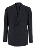 Dark Grey Peaked Lapel Blazer 1