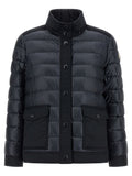 Dark Blue Quilted High Neck Jacket 1