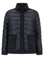 Dark Blue Quilted High Neck Jacket 1