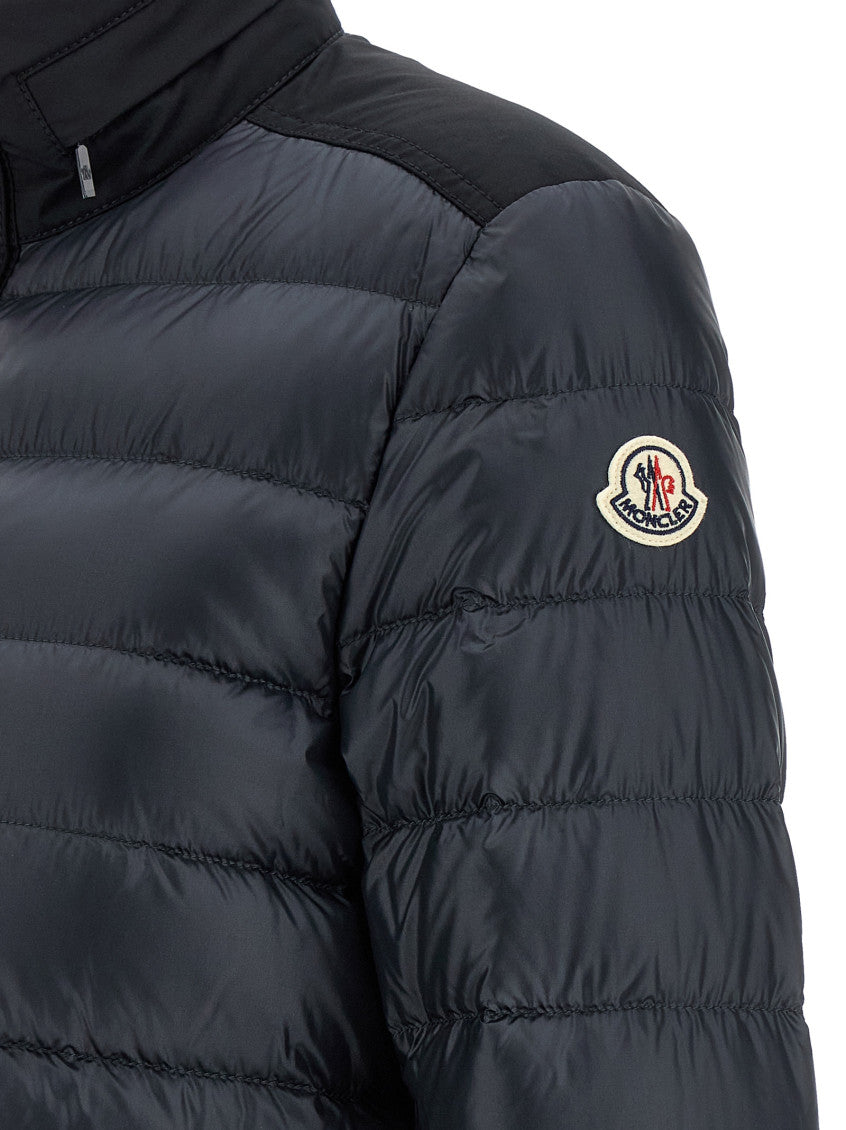 Dark Blue Quilted High Neck Jacket 4