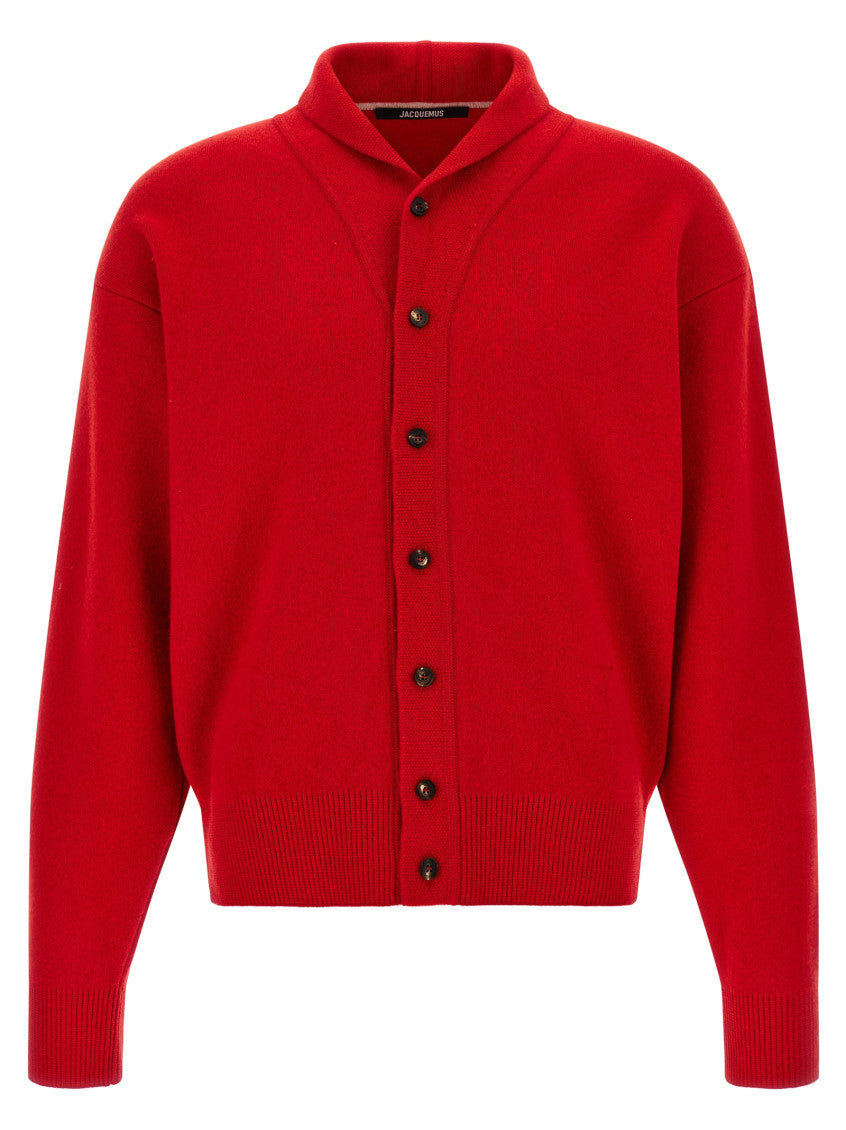 Red Shawl Neck Cardigan 1