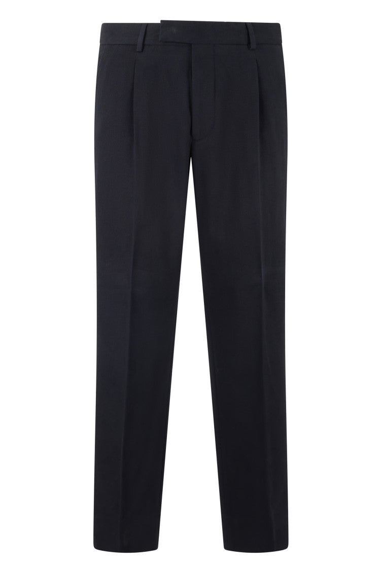 Dark Blue Pleated Trousers 1