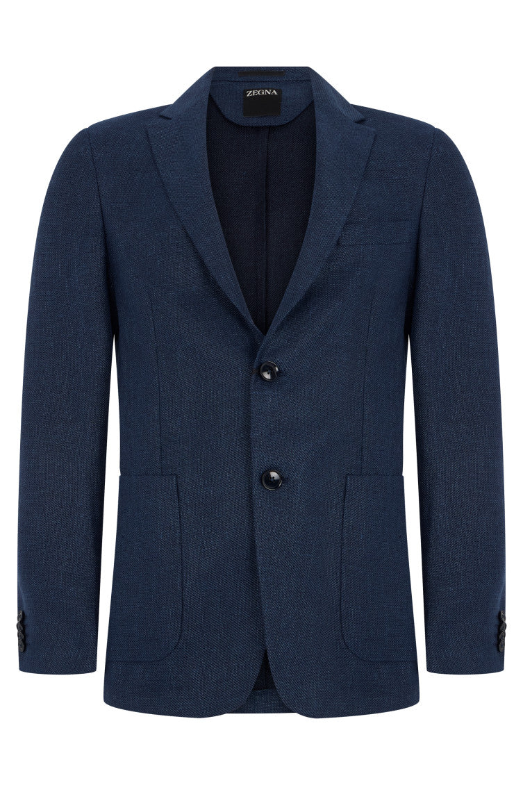 Blue Notched Lapel Blazer 1