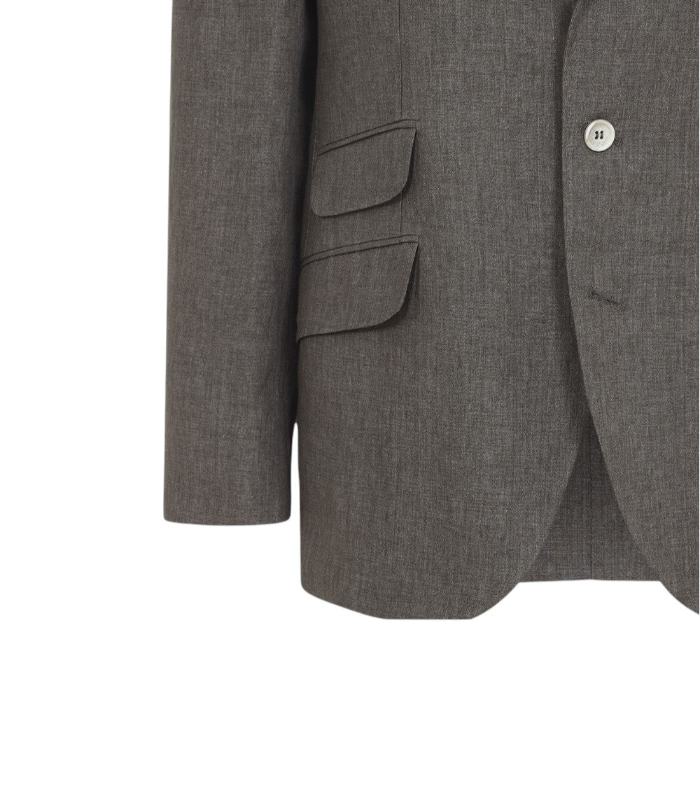 Brown Notched Lapel Blazer 3