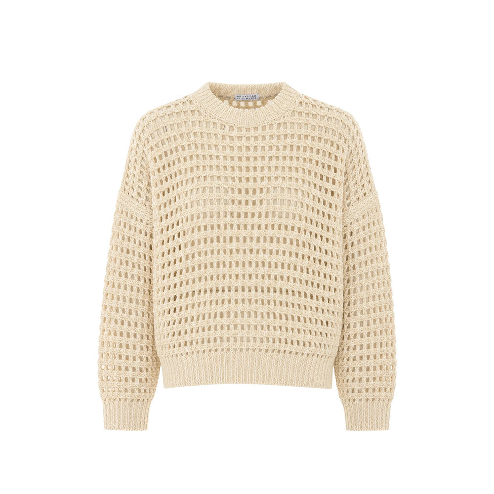 Beige Knitted Crew Neck Sweater 1