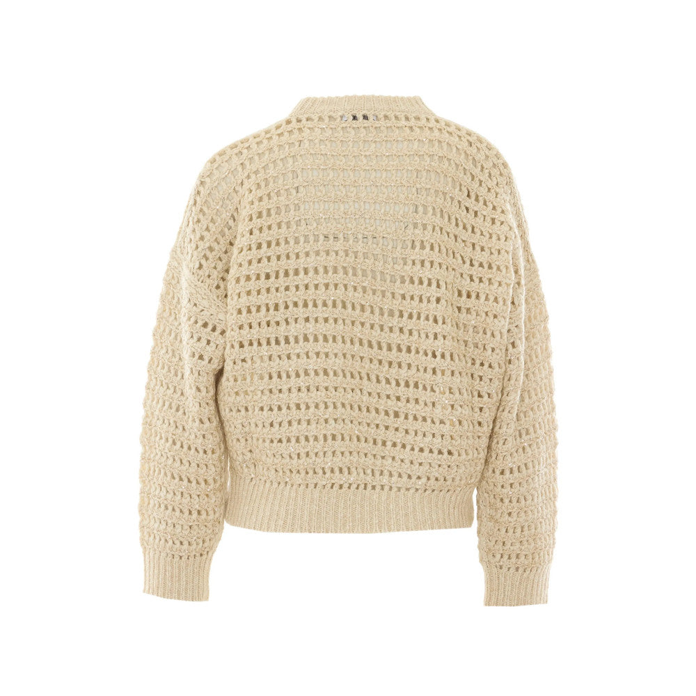 Beige Knitted Crew Neck Sweater 2