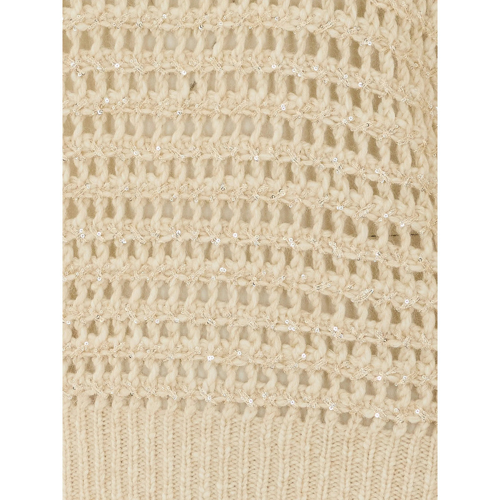 Beige Knitted Crew Neck Sweater 3