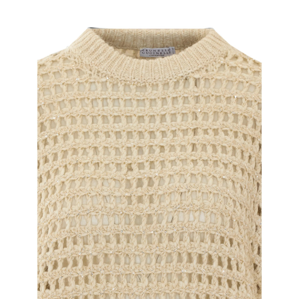 Beige Knitted Crew Neck Sweater 4
