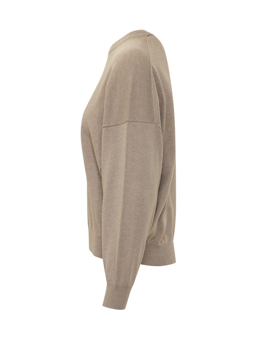 Beige Knitted Crew Neck Sweater 3