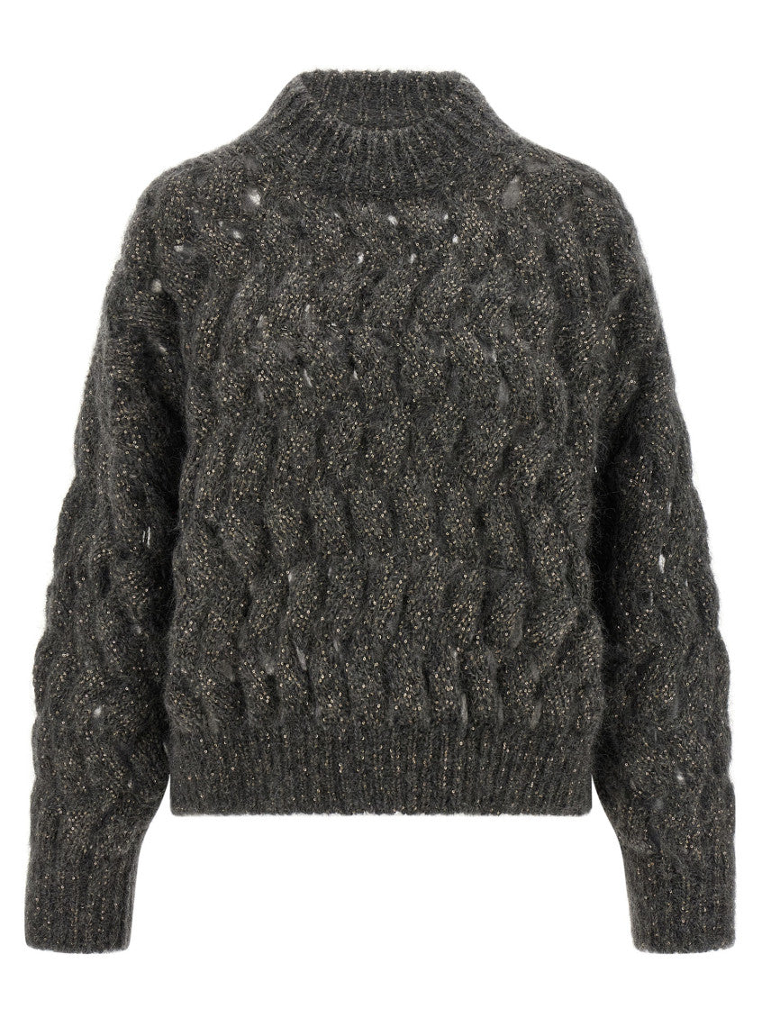 Grey Textured Mock Collar Sweater 1