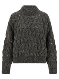 Grey Textured Mock Collar Sweater 1