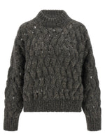 Grey Textured Mock Collar Sweater 1
