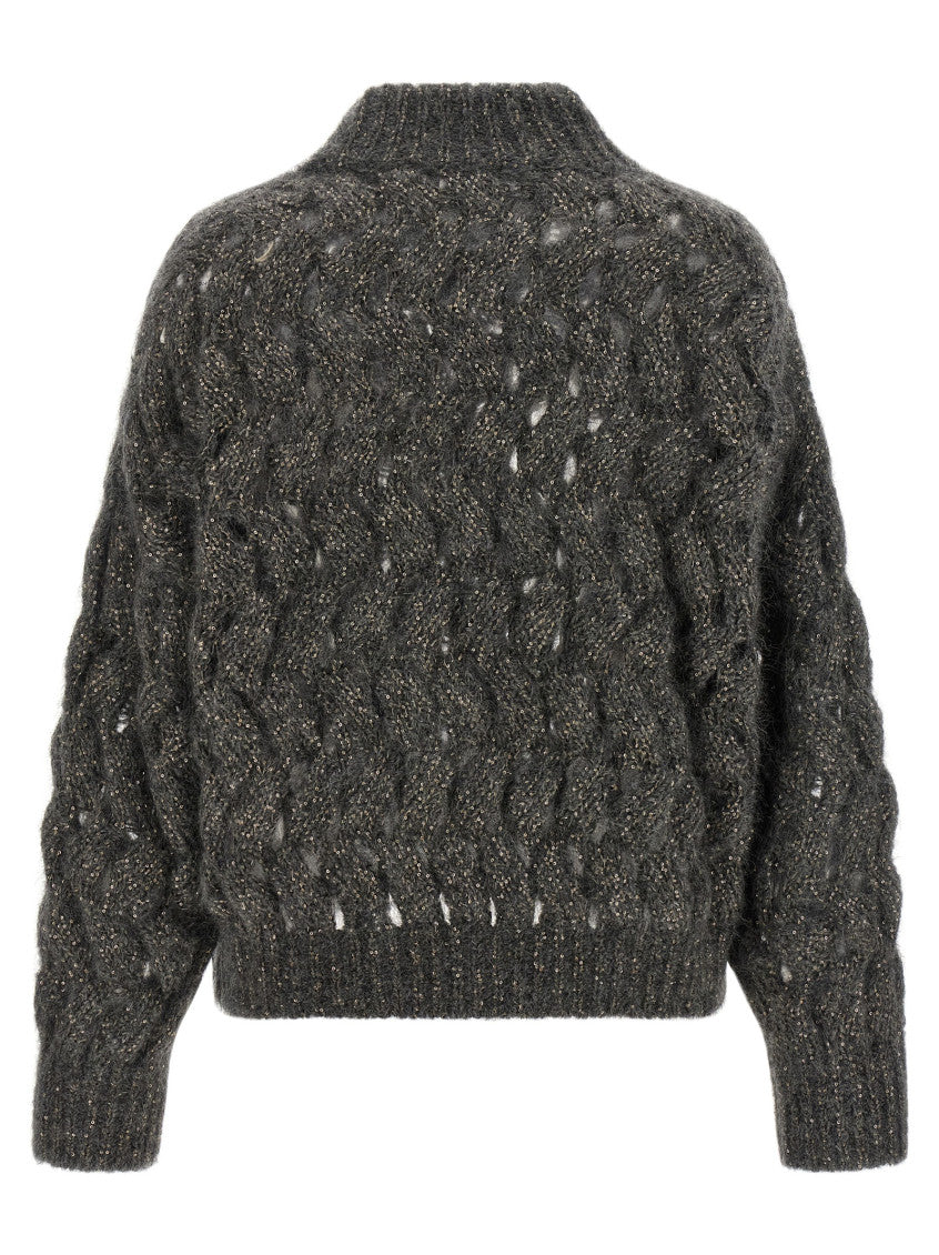Grey Textured Mock Collar Sweater 2