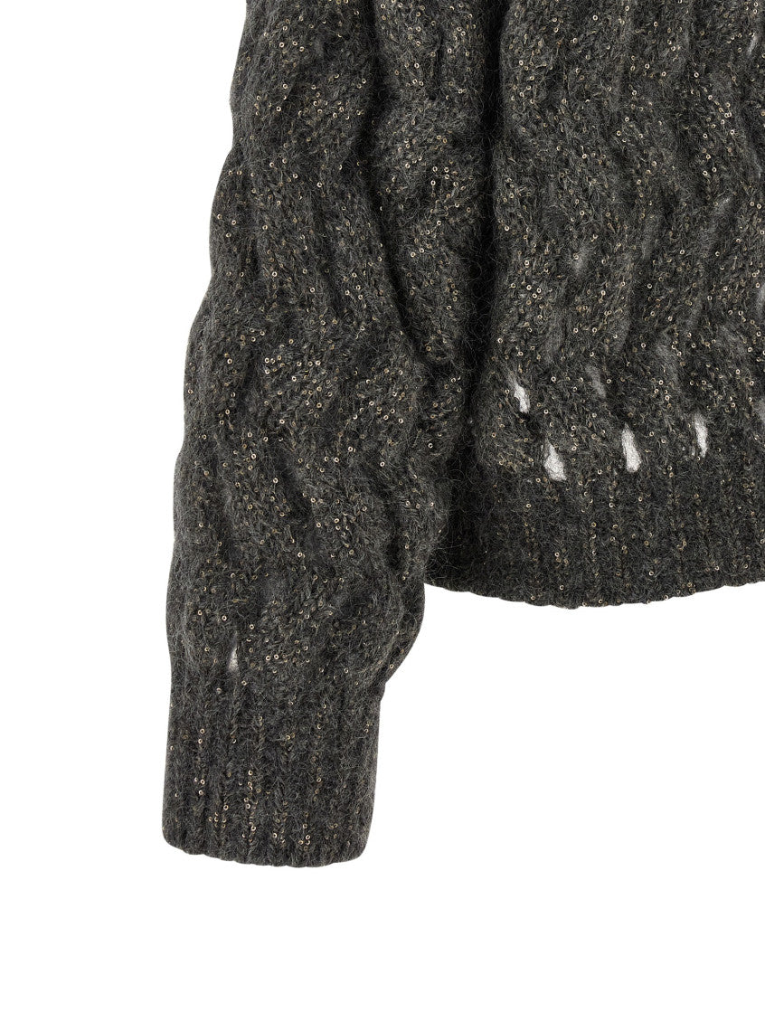 Grey Textured Mock Collar Sweater 4