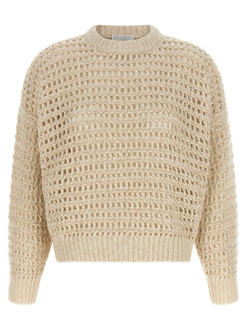 Beige Knitted Crew Neck Sweater 1