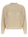 Beige Knitted Crew Neck Sweater 1