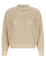 Beige Knitted Crew Neck Sweater 1