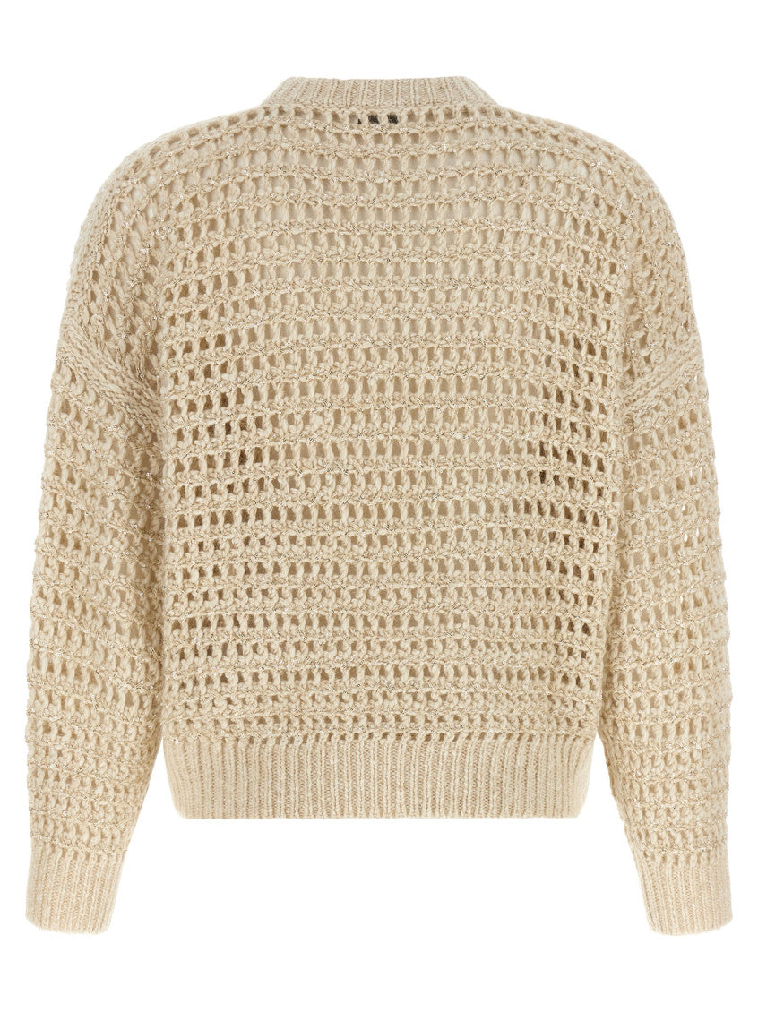 Beige Knitted Crew Neck Sweater 2