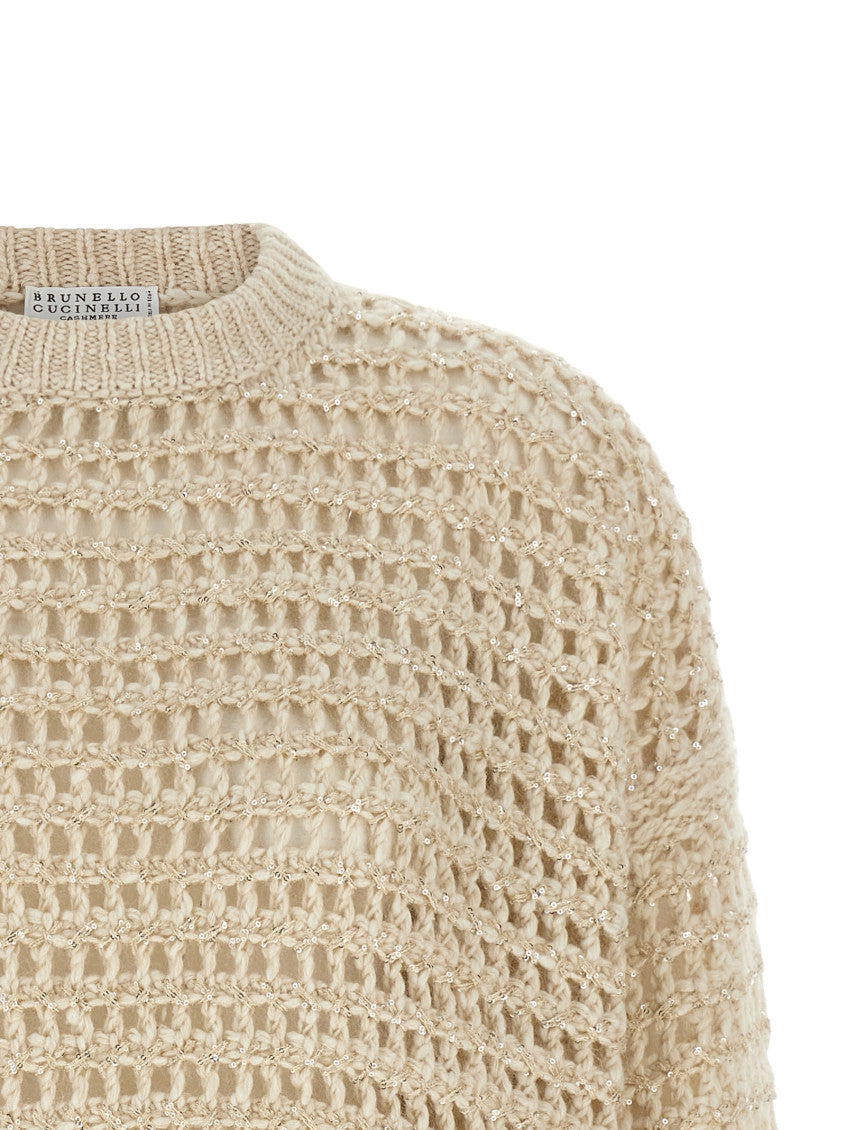 Beige Knitted Crew Neck Sweater 3