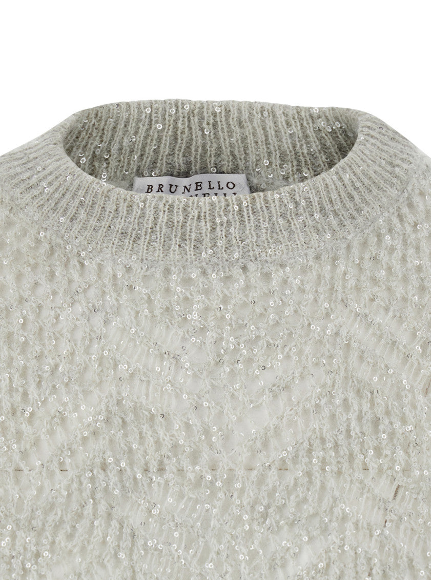 Grey Embellished Crew Neck Sweater 3