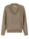 Brown Embellished V Neck Sweater 1