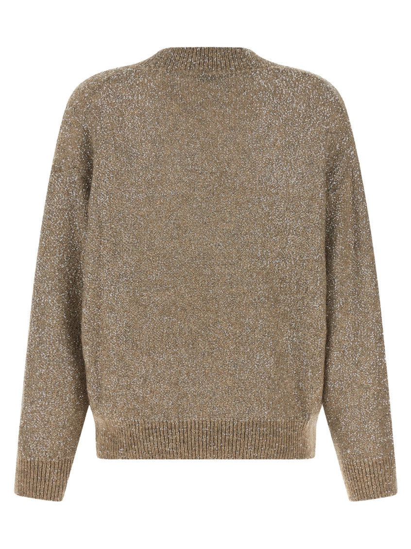 Brown Embellished V Neck Sweater 2