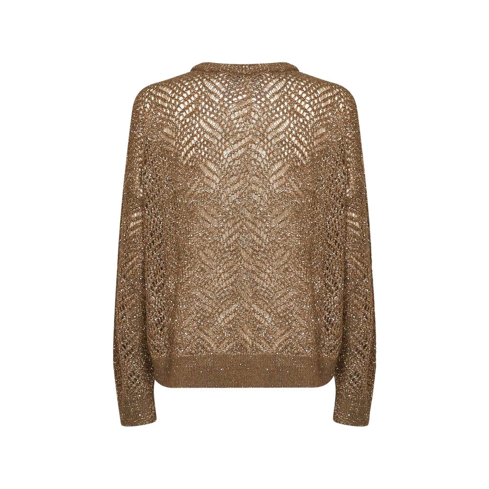 Brown Embellished Crew Neck Sweater 2