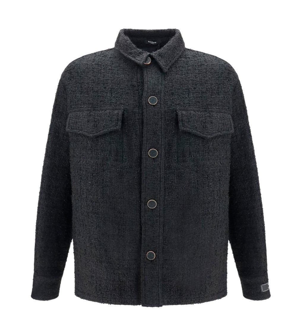 Black Textured Shirt Jacket 1
