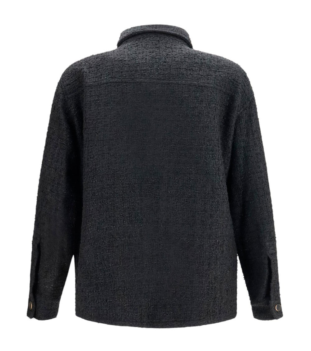 Black Textured Shirt Jacket 2