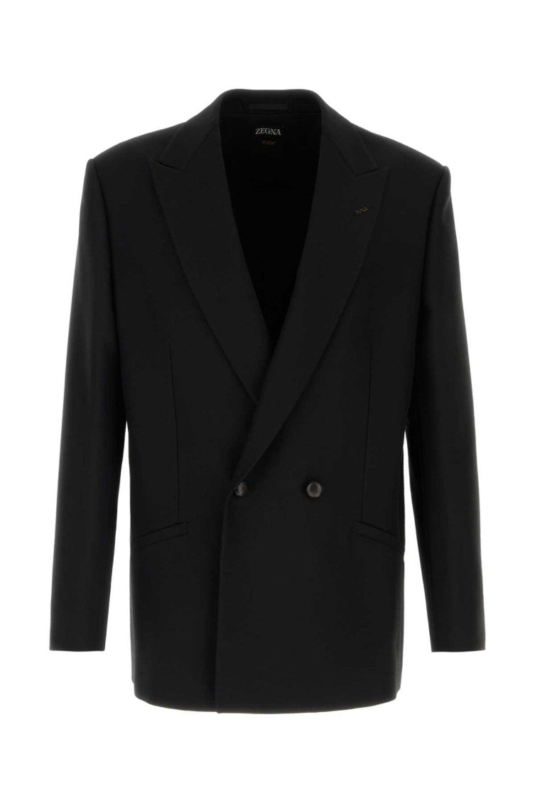 Black Peaked Lapel Blazer 1