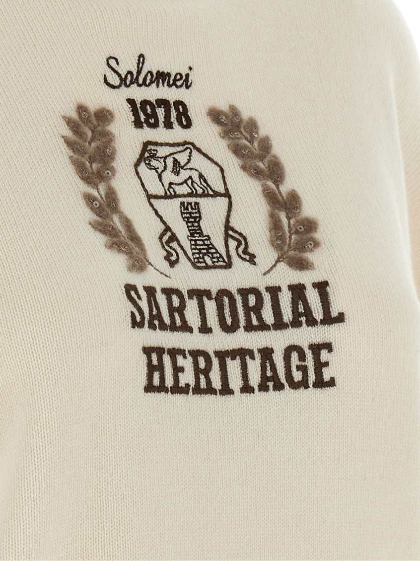 Beige Embroidered Turtle Neck Sweater 4