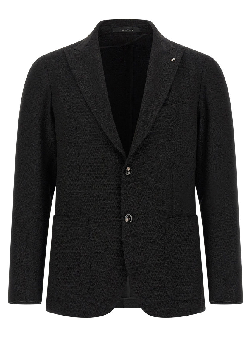 Black Peaked Lapel Blazer 1