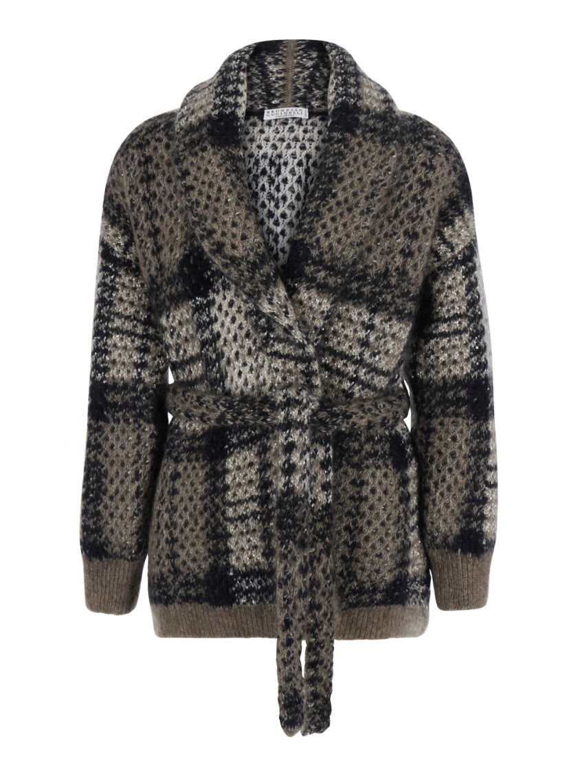 Multicolor Knitted Shawl Neck Sweater 1