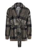 Multicolor Knitted Shawl Neck Sweater 1