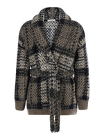 Multicolor Knitted Shawl Neck Sweater 1