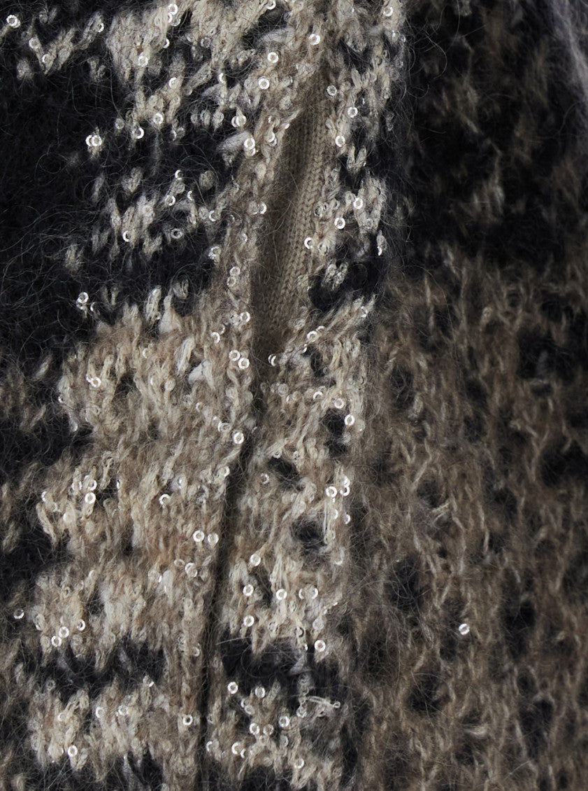 Multicolor Knitted Shawl Neck Sweater 4