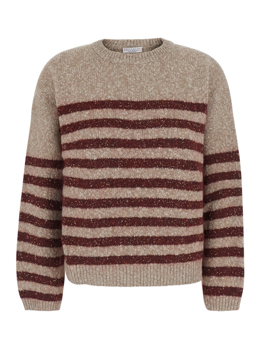 Brown Stripes Crew Neck Sweater 1