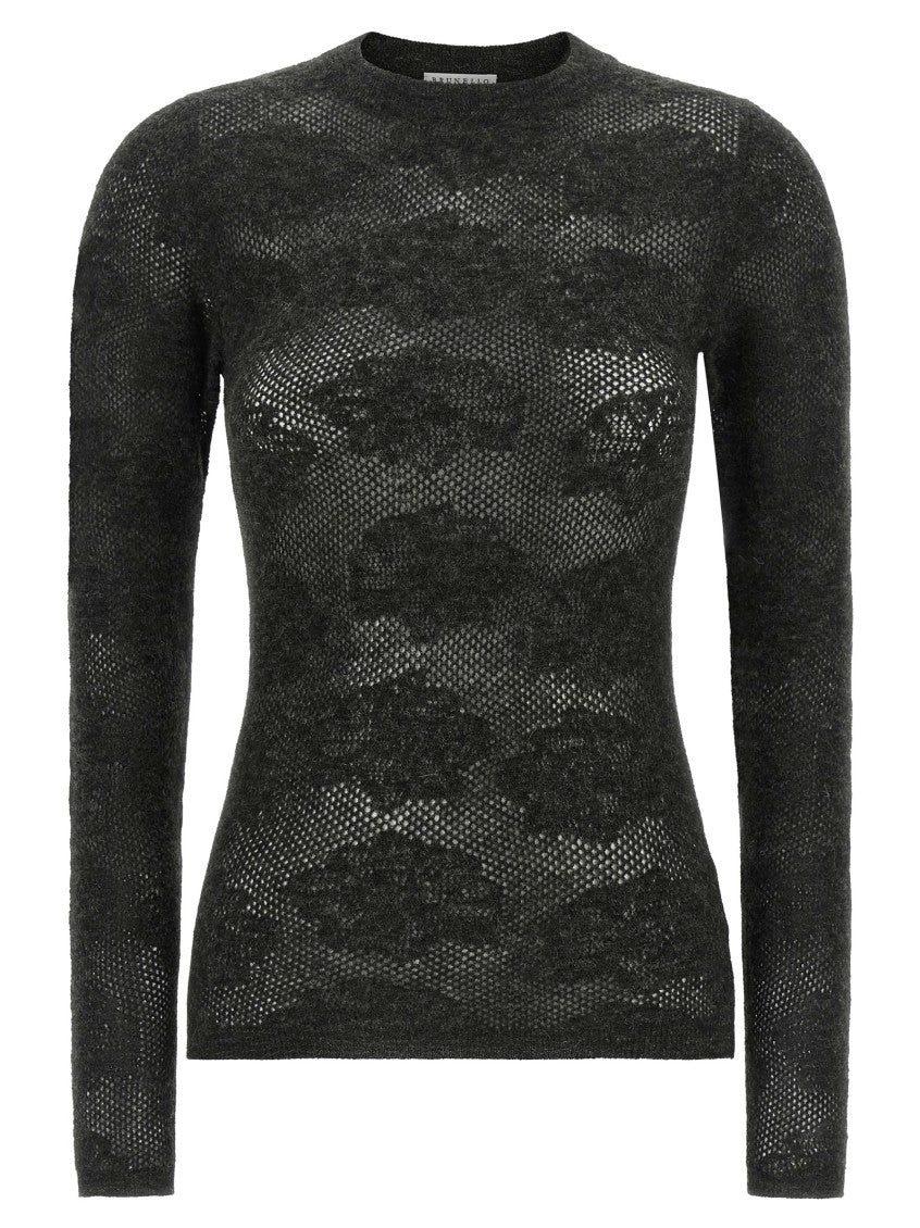Grey Floral Crew Neck Sweater 1
