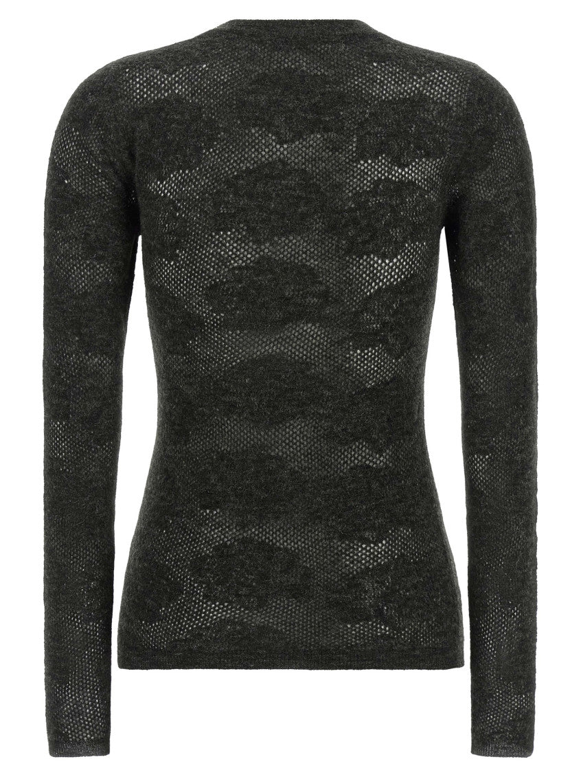 Grey Floral Crew Neck Sweater 2