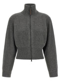 Grey Knitted Mock Collar Sweater 1