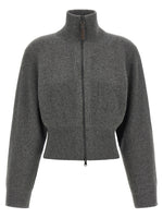 Grey Knitted Mock Collar Sweater 1
