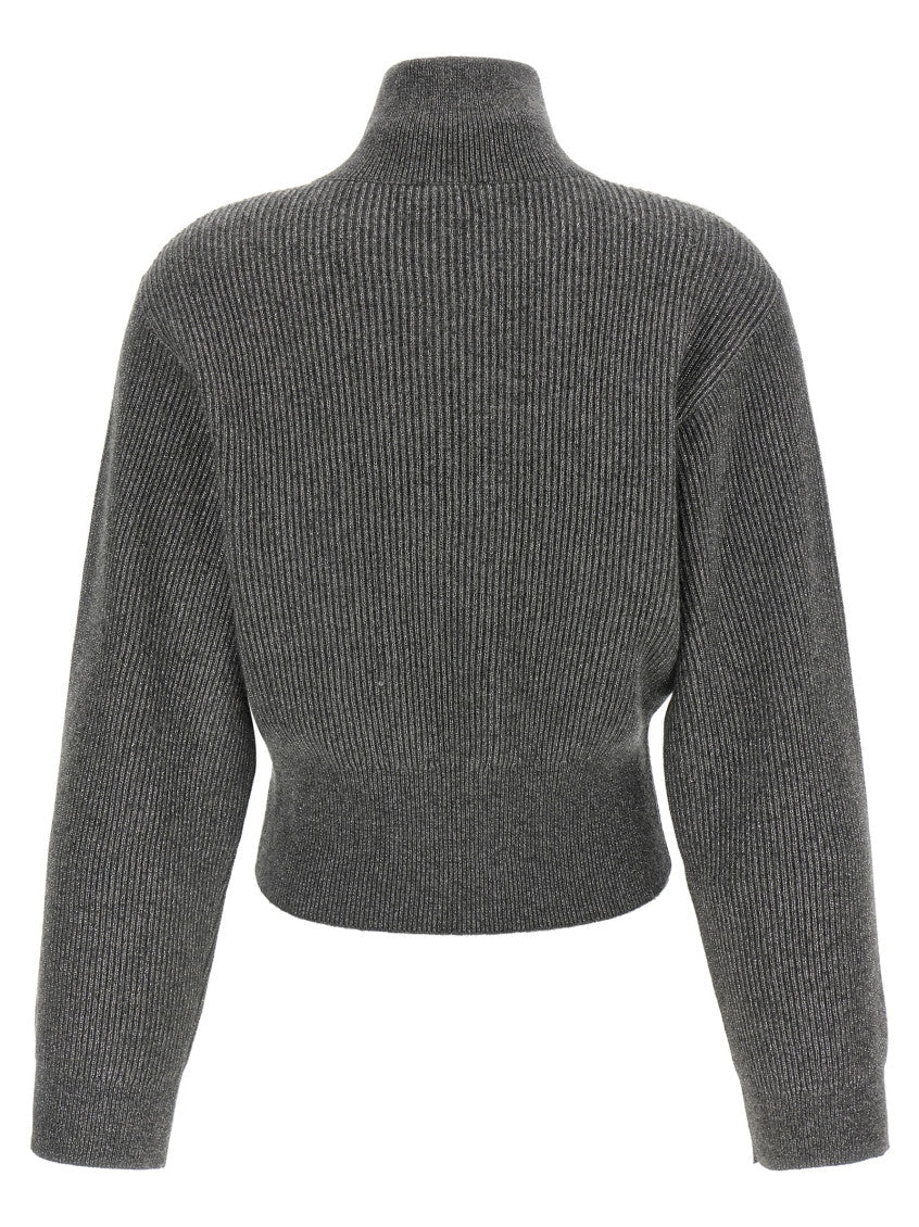Grey Knitted Mock Collar Sweater 2