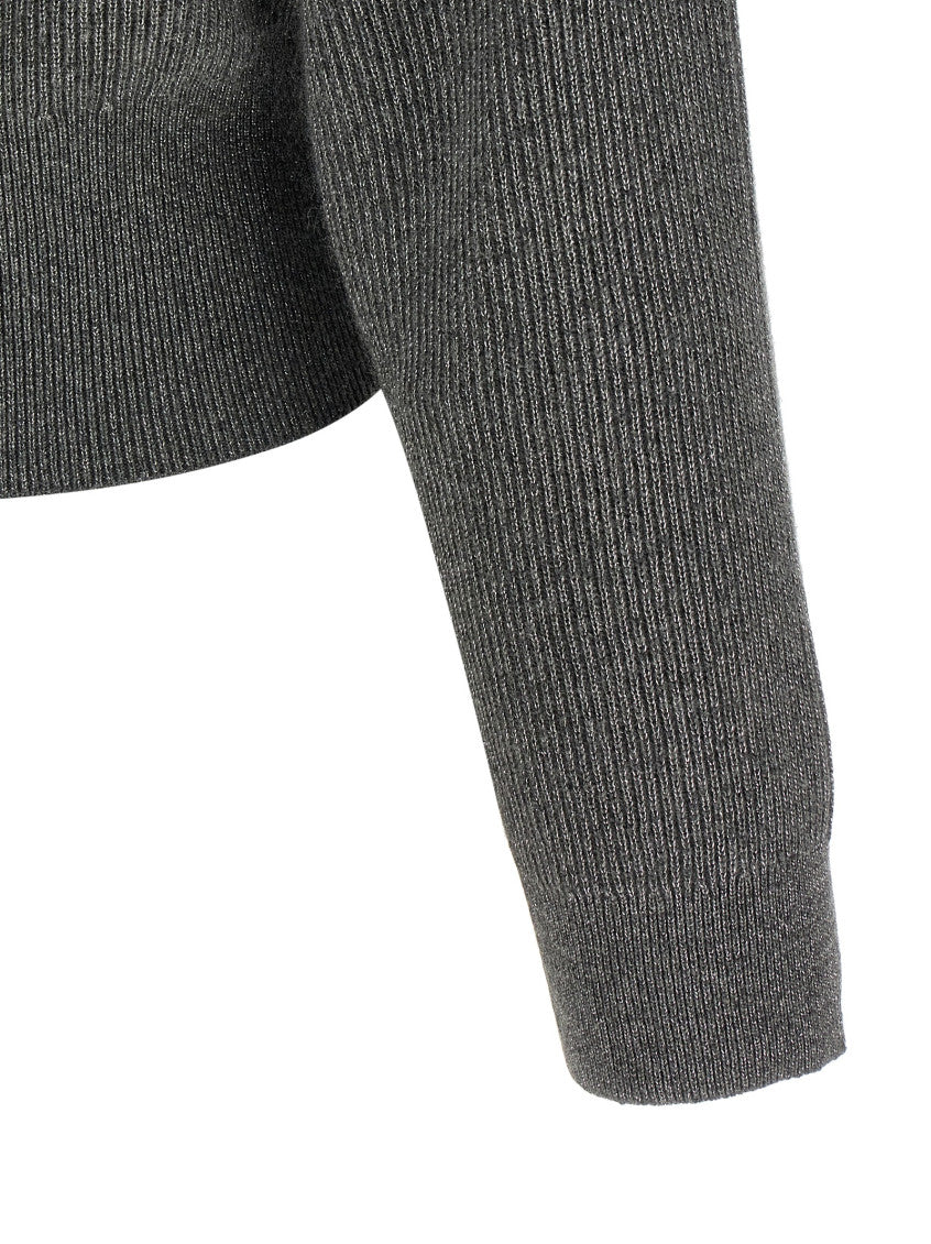 Grey Knitted Mock Collar Sweater 4