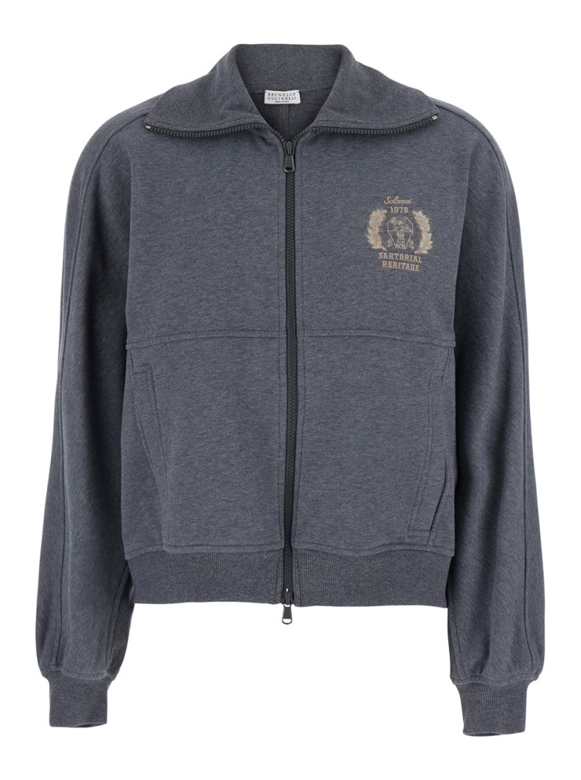 Grey Logo Mock Collar Sweater 1