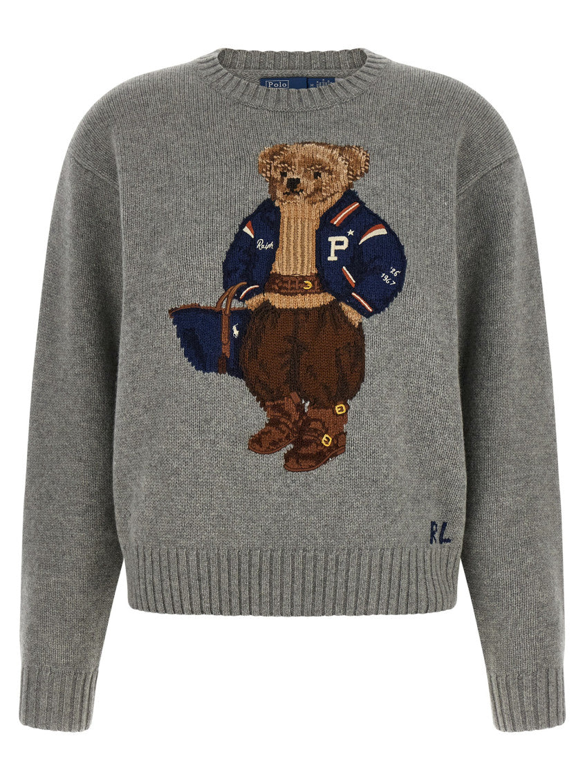 Grey Graphic Crew Neck Sweater 1