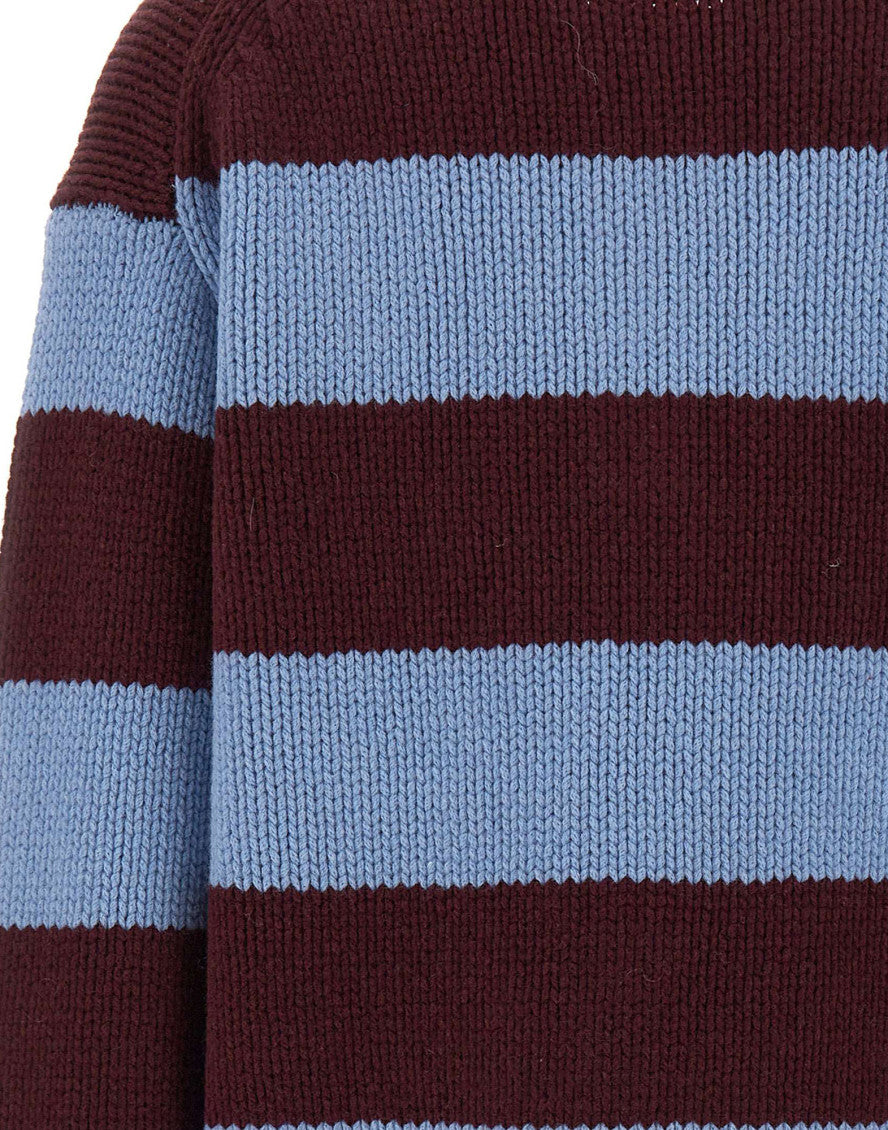 Multicolor Stripes Shirt Collar Sweater 4