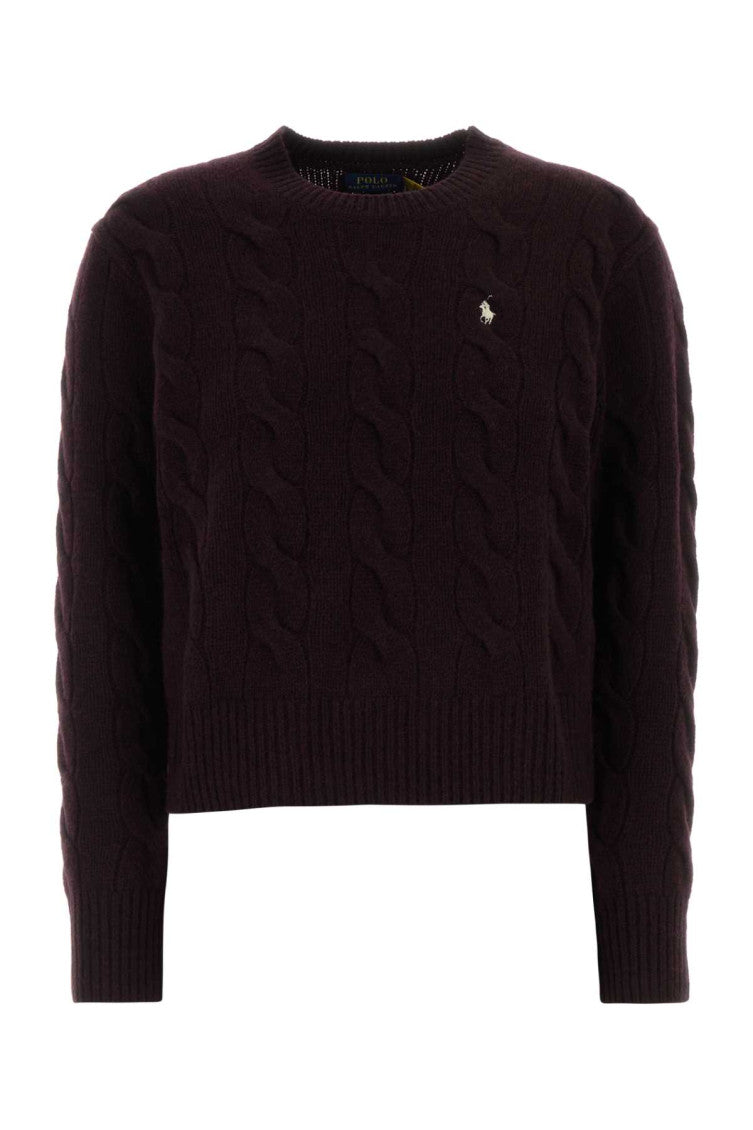Purple Knitted Crew Neck Sweater 1