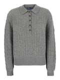 Grey Knitted Shirt Collar Sweater 1