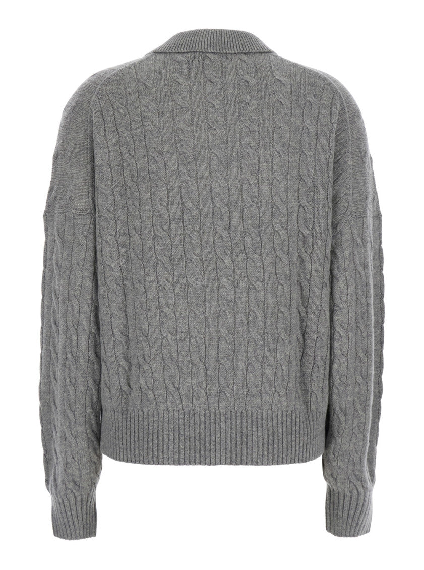 Grey Knitted Shirt Collar Sweater 2